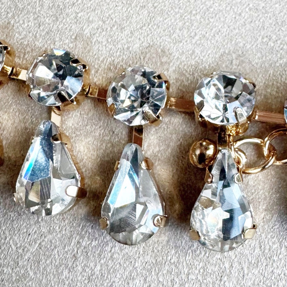 Anthropologie Clear Rhinestone Teardrop Necklace - Picture 6 of 16
